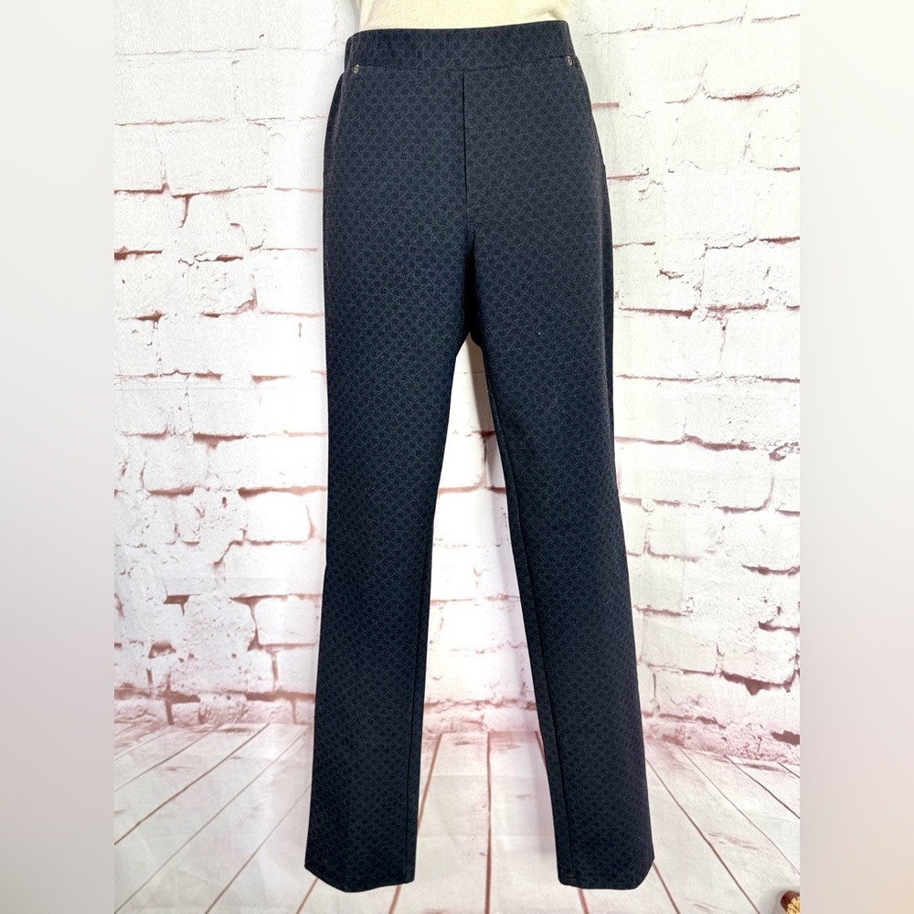 INSIGHT 26.5 Inch Waist Black Jacquard Print Pull On Slim Fit Size 4 Pants